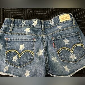 Levi's Blue Denim Shorts with Yellow Stitching